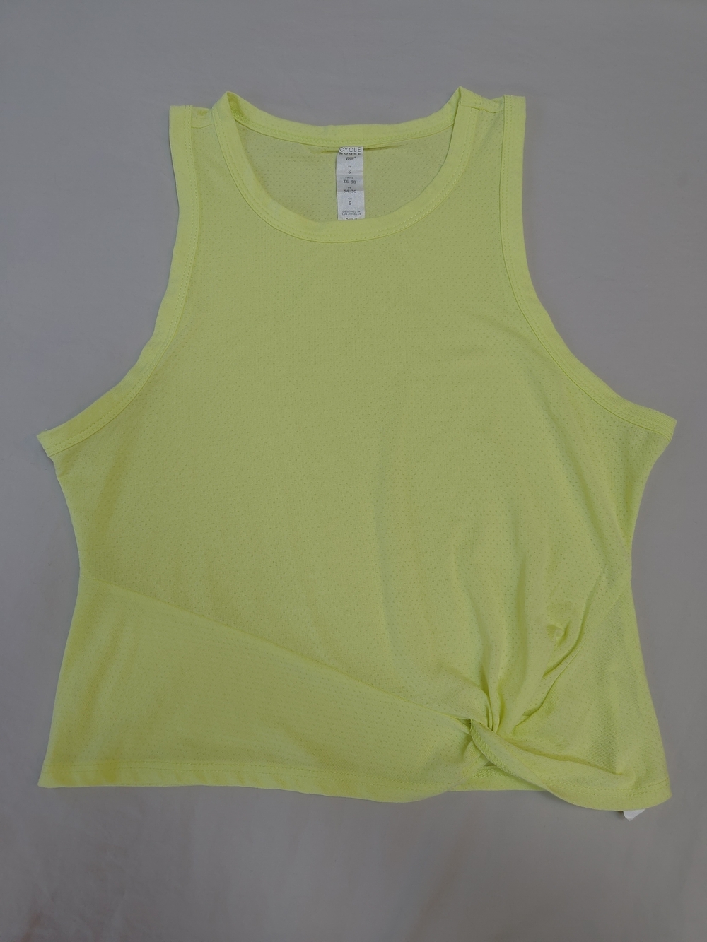 Women’s Cycle House Lightweight Acrivewear Twist-Hem Tank Top - Neon Yellow
